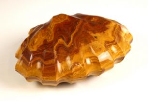 A Grand Tour style Sicilian jasper marble box, 20th century, the hinged box and cover of scalloped