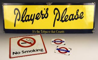 A reproduction enamel 'Player's Please' advertising sign for Navy Cut, single sided in blue and