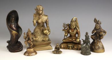 A selection of South East Asian bronze and metal deities, 19th century and later, to include a