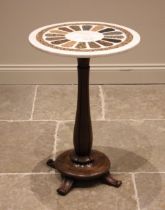 A pietra dura topped mahogany wine/lamp specimen table, mid 19th century, the circular marble top c