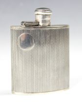 A George V silver hipflask, William Base & Sons, Birmingham 1928, of rectangular convex form with