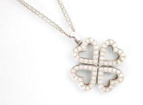 A Mappin & Webb diamond set clover pendant, the pendant realistically modelled, set with sixteen