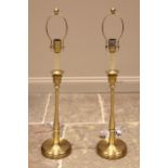 A pair of Ralph Lauren lacquered brass table lamps, modelled in the form of 19th century