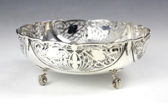 A George VI silver bowl, Joseph Rodgers and Sons, Sheffield 1938, the openwork scroll detailed