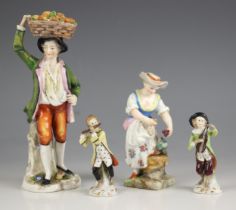 Two porcelain figures, probably Chelsea, 18th century, one modelled as anthropomorphic violinist,