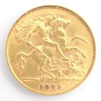 A George V half sovereign, dated 1911, 4gms