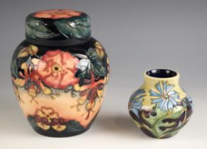 A Moorcroft ginger jar and cover, 20th century, in the 'Oberon' pattern, designed by Rachel