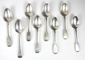 A set of six Victorian silver Old English fiddle pattern dessert spoons, Edwin Street, Exeter