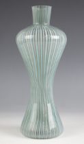 A Gio Ponti/Venini style 'a canne' glass vase, mid 20th century, of waisted form with flared