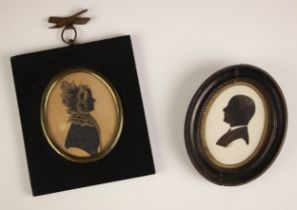 English school (early 19th century), An oval bust length portrait silhouette depicting a lady facing