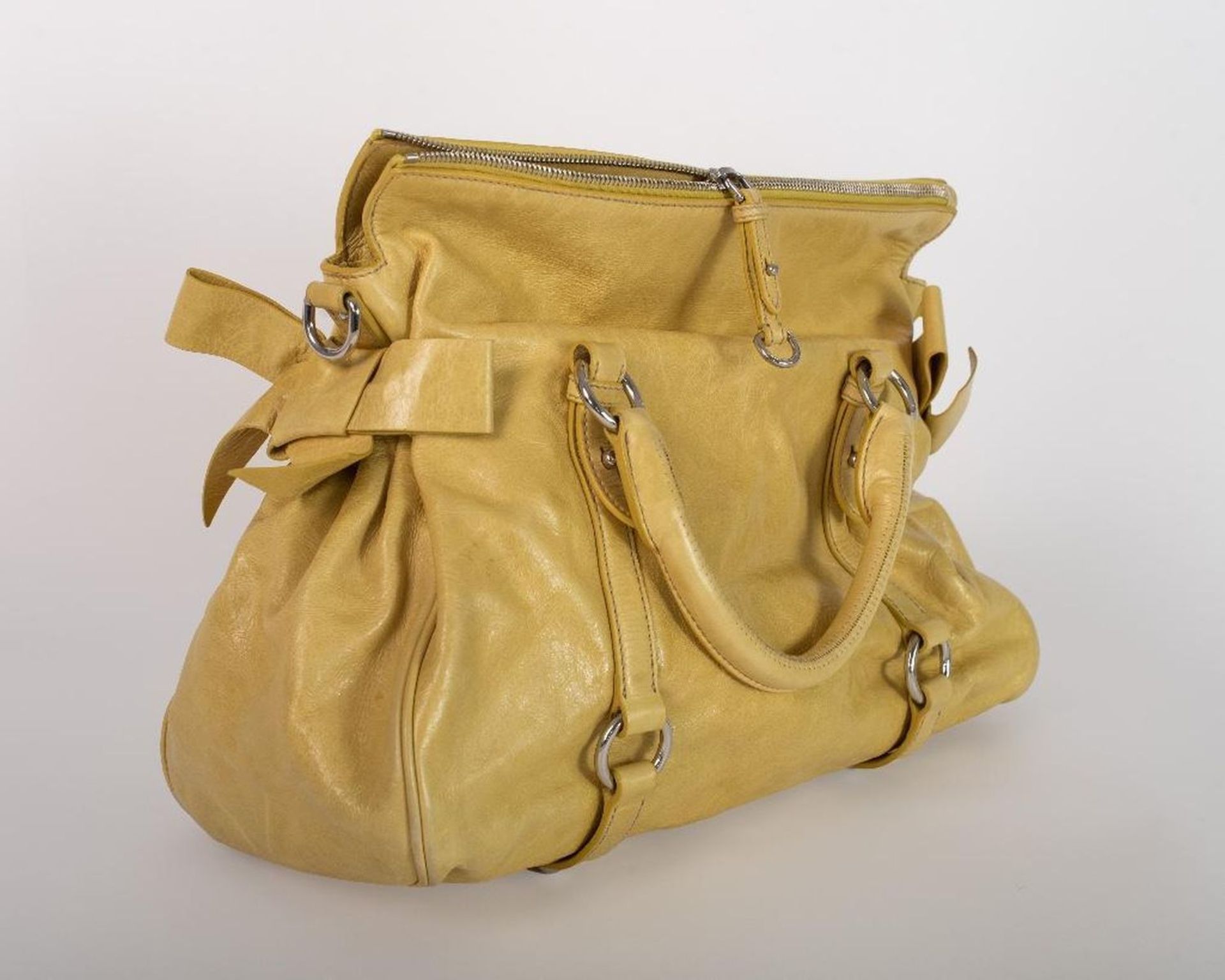 Miu Miu Vitello Lux Yellow Leather Handbag - Image 8 of 23