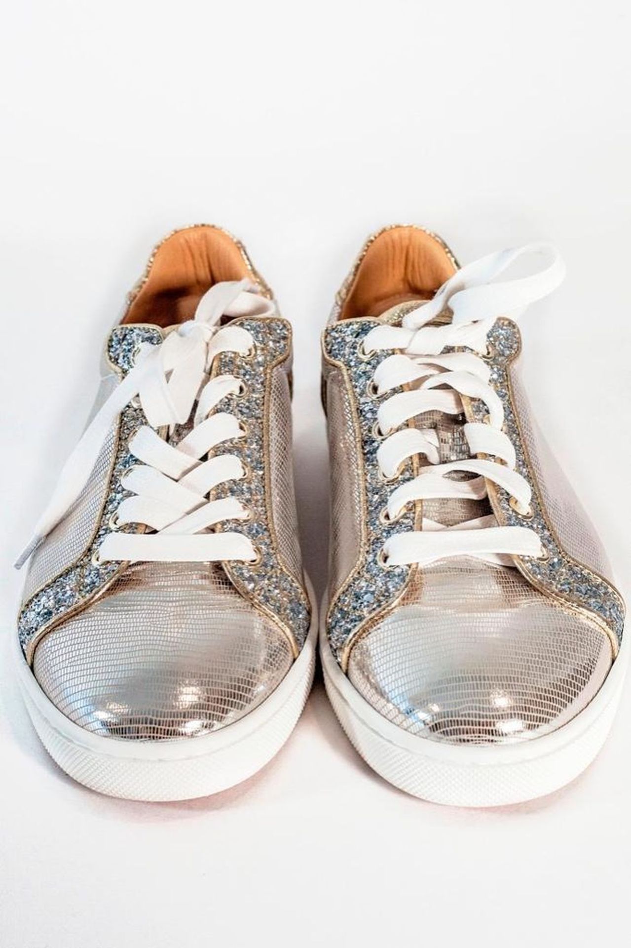 Silver Louboutin Crystal Sneakers - Image 2 of 3