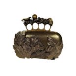 Rare Gold Leather Alexander McQueen Knuckle Bag