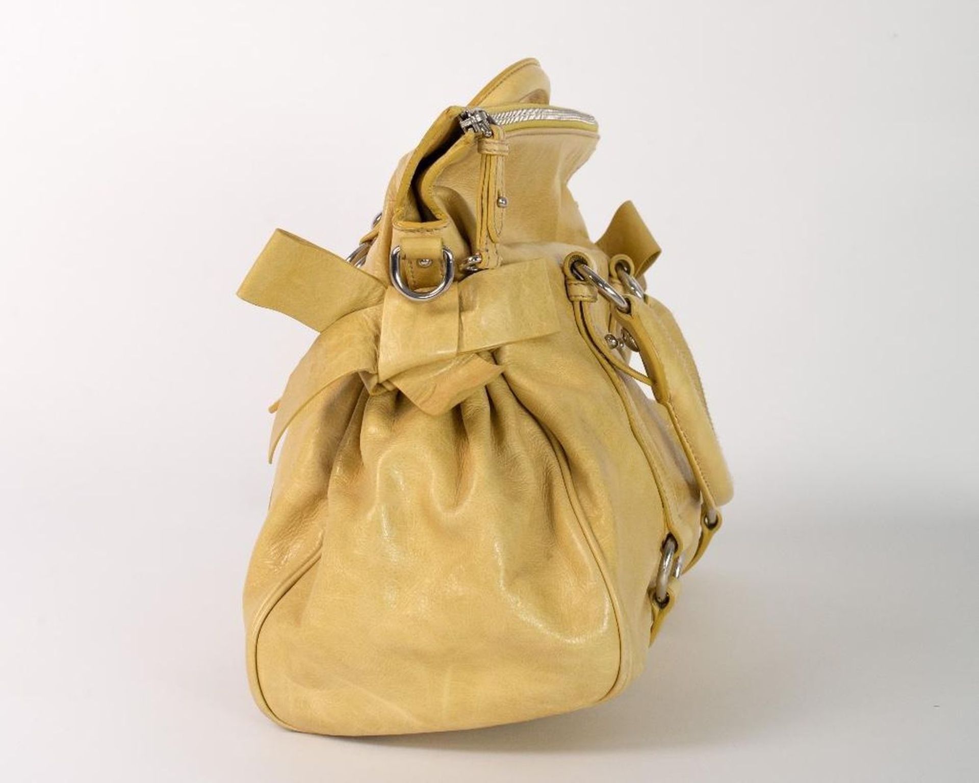 Miu Miu Vitello Lux Yellow Leather Handbag - Image 4 of 23