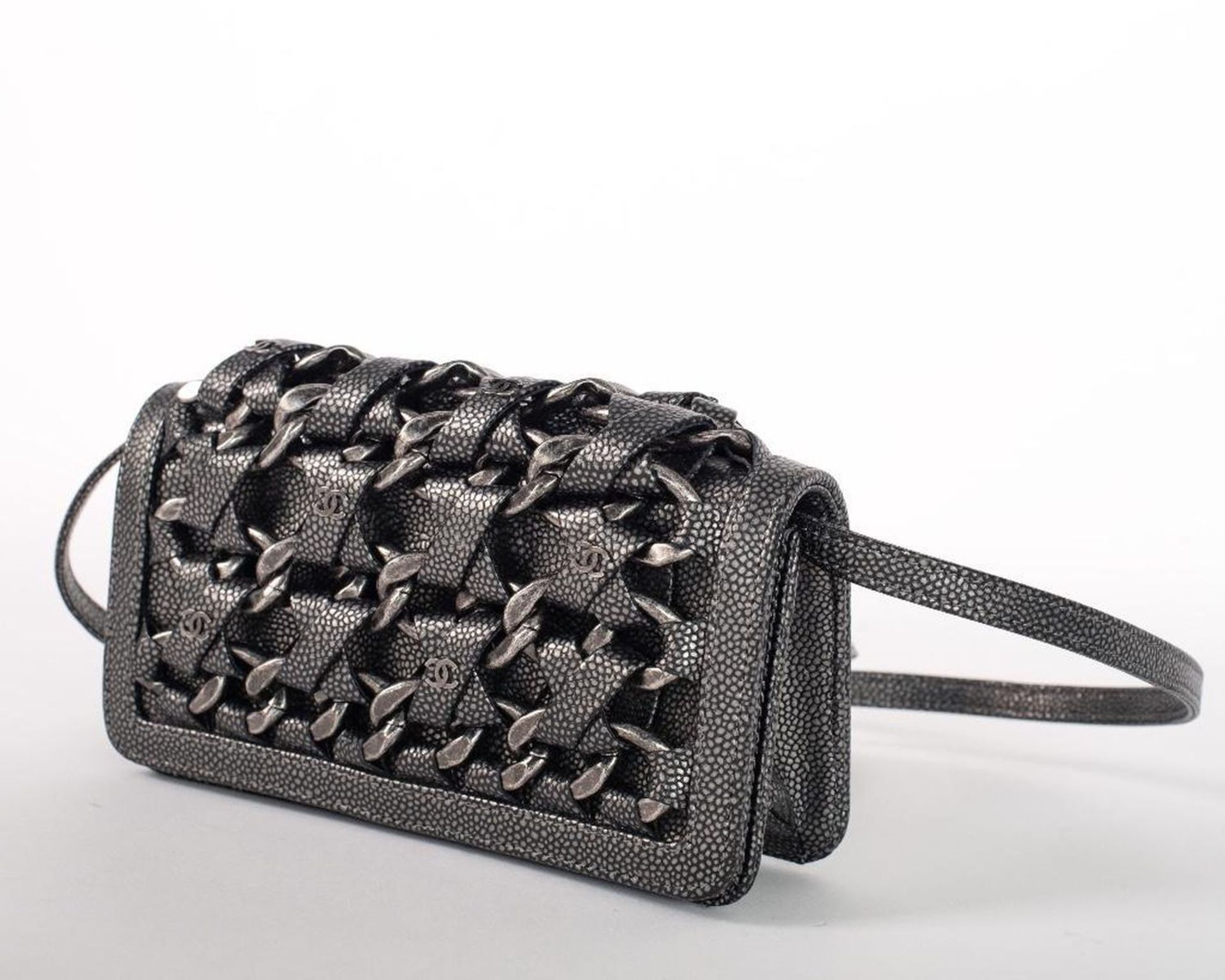 Rare Chanel Gunmetal Caviar Leather Crossbody Bag - Image 17 of 25