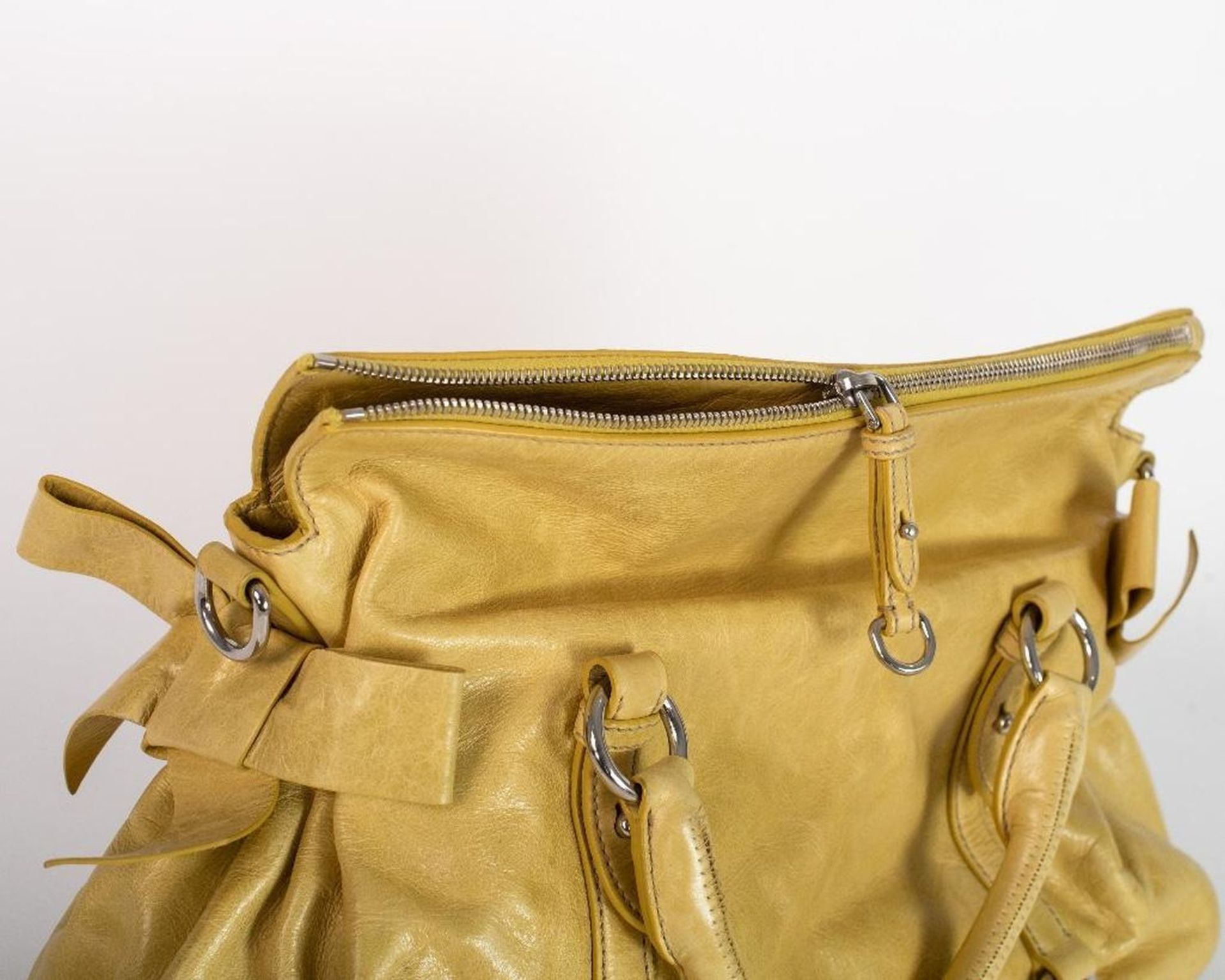Miu Miu Vitello Lux Yellow Leather Handbag - Image 7 of 23