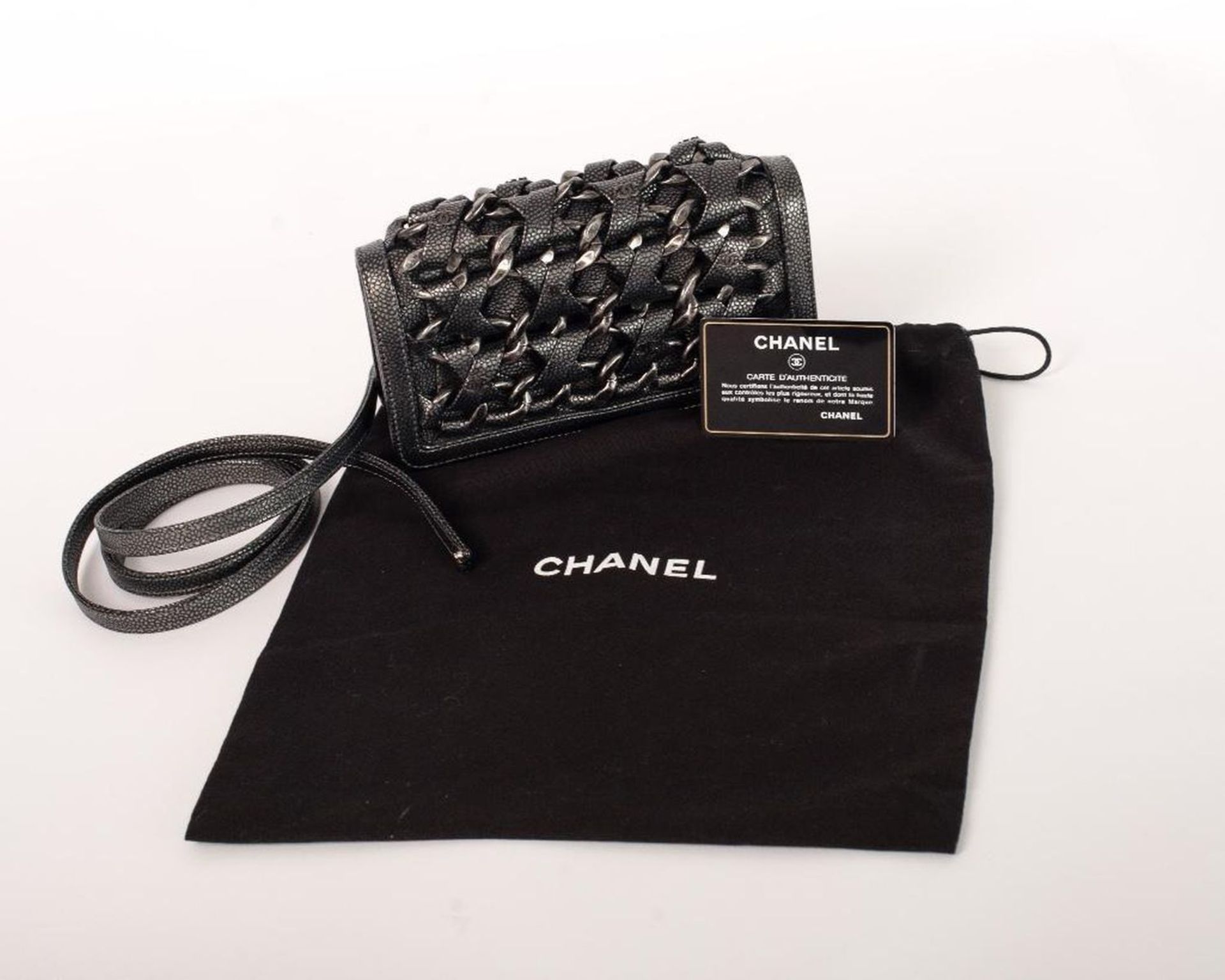 Rare Chanel Gunmetal Caviar Leather Crossbody Bag - Image 20 of 25