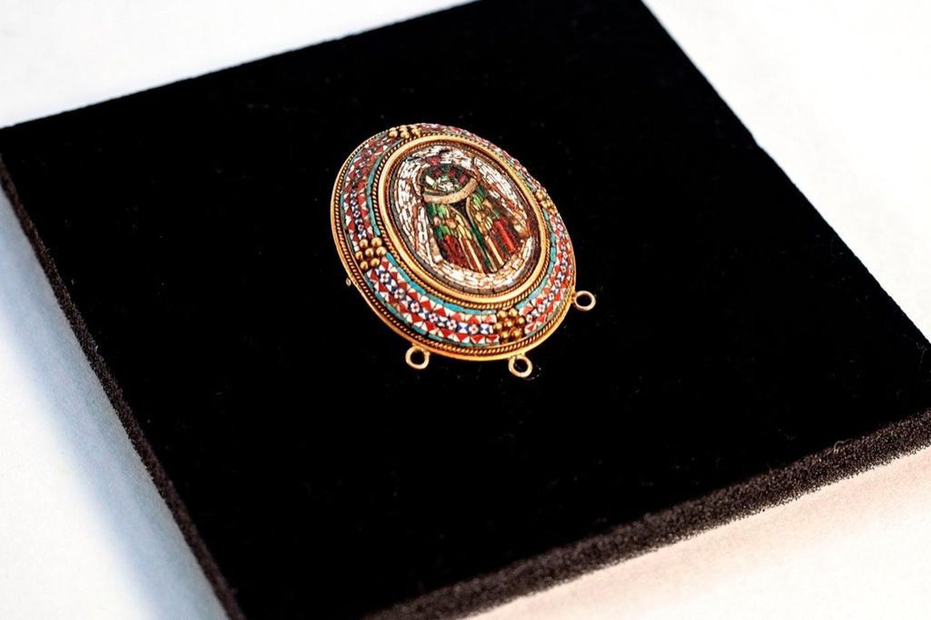 Micromosaic Scarab Egyptian Revival 18k Brooch - Image 4 of 5