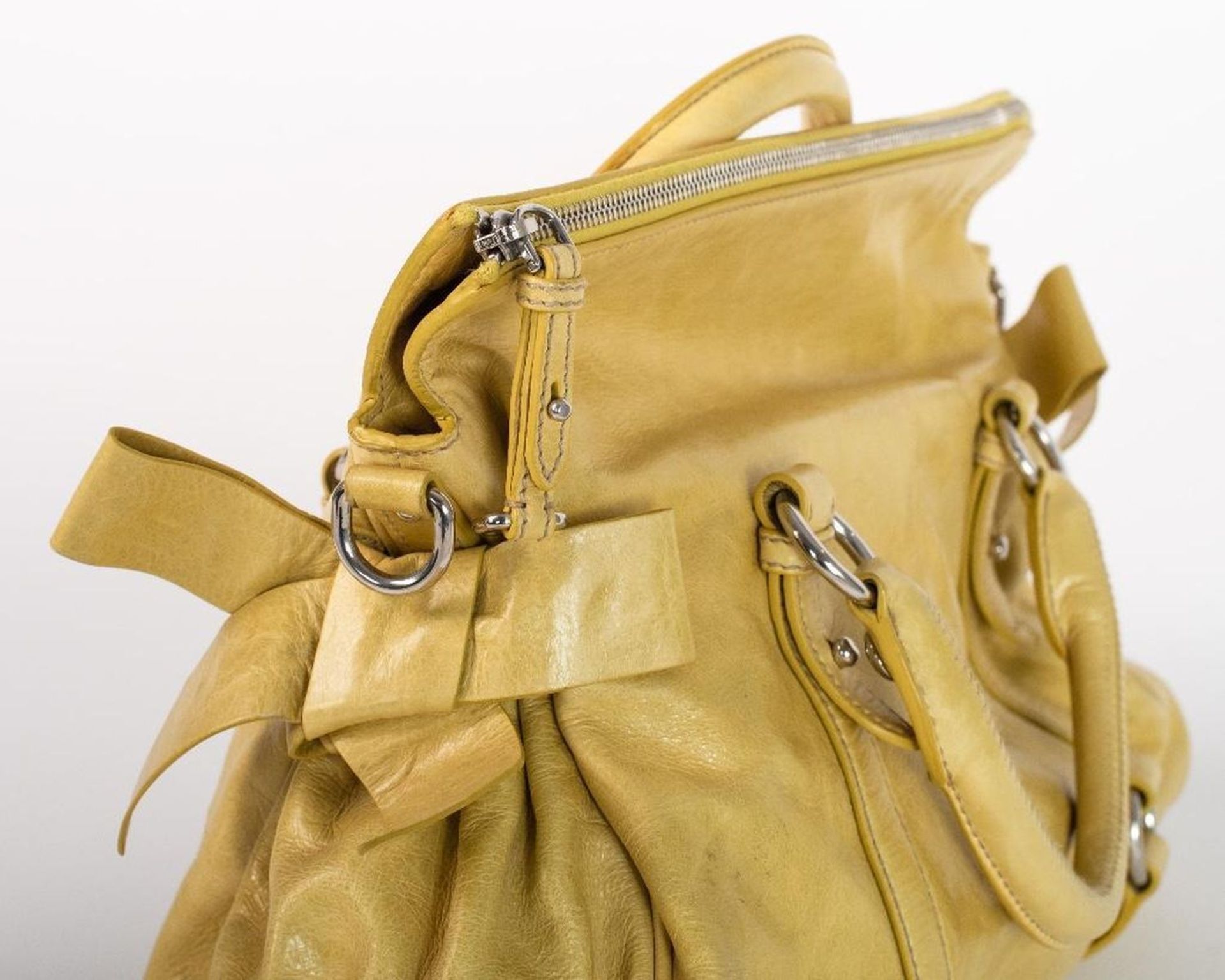 Miu Miu Vitello Lux Yellow Leather Handbag - Image 5 of 23