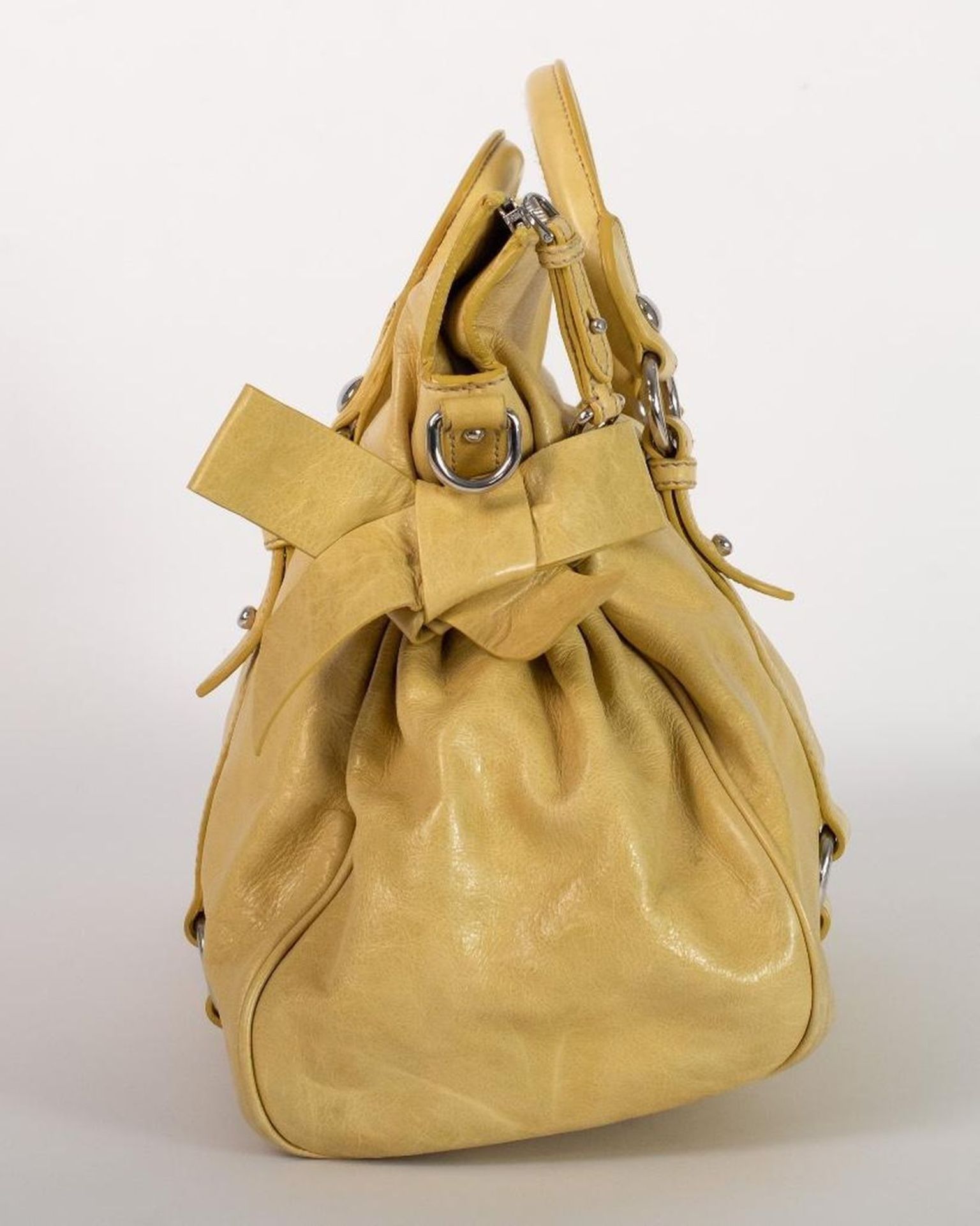 Miu Miu Vitello Lux Yellow Leather Handbag - Image 2 of 23