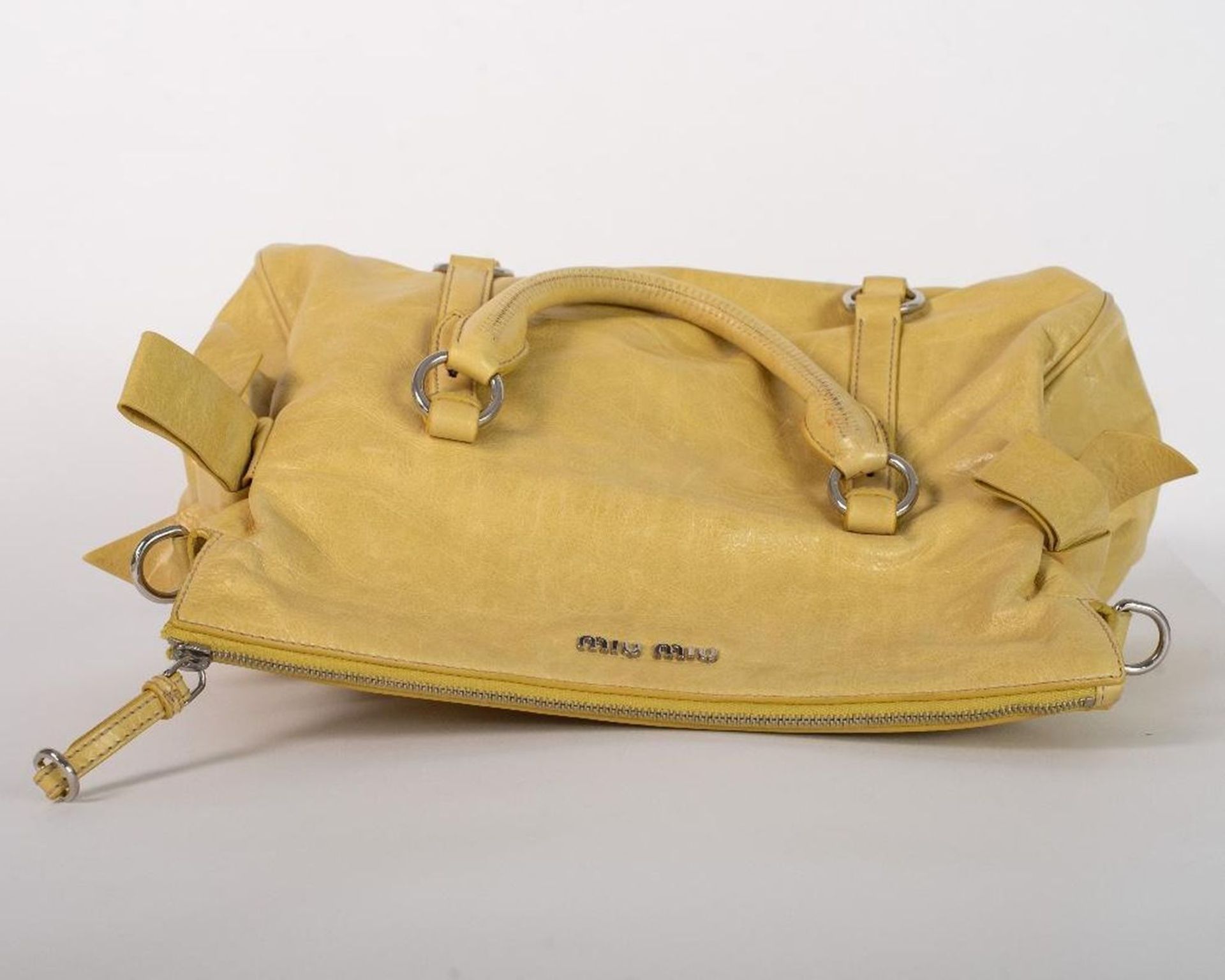 Miu Miu Vitello Lux Yellow Leather Handbag - Image 6 of 23