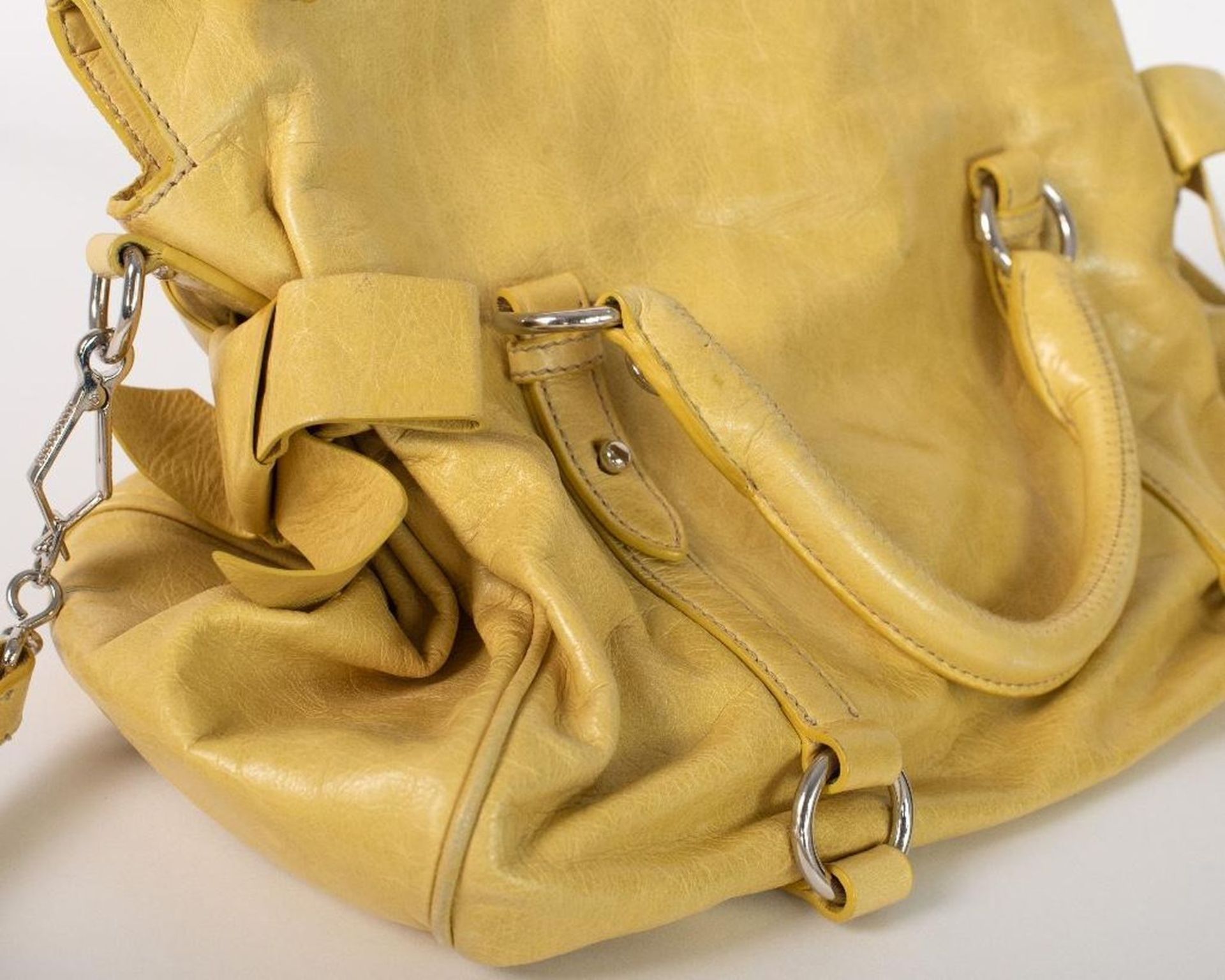 Miu Miu Vitello Lux Yellow Leather Handbag - Image 15 of 23