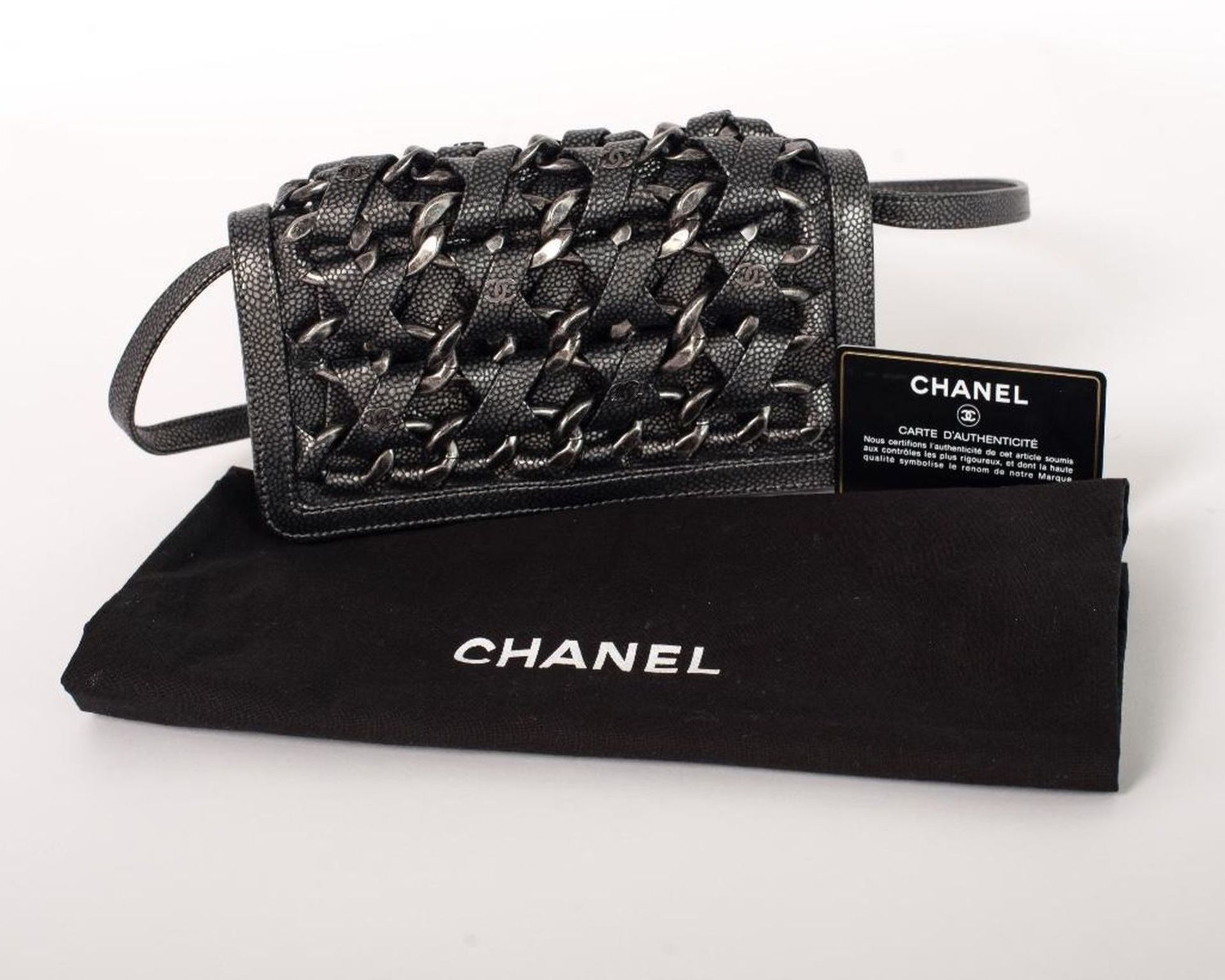 Rare Chanel Gunmetal Caviar Leather Crossbody Bag - Image 19 of 25