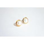 Gold & Pearl Cabochon Earring Studs