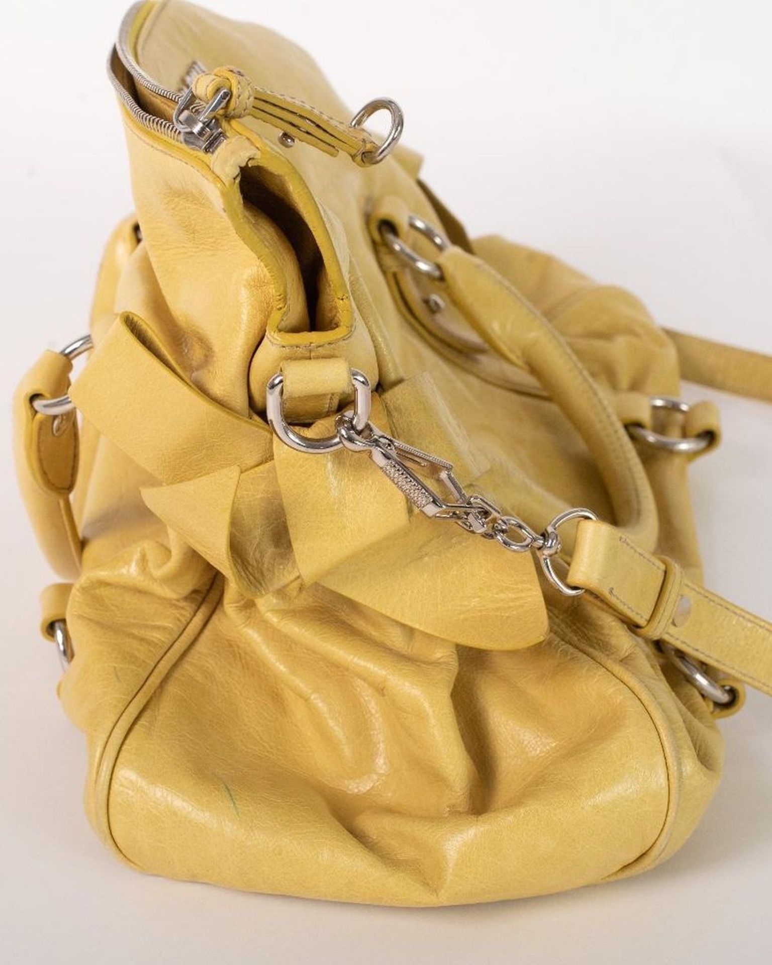 Miu Miu Vitello Lux Yellow Leather Handbag - Image 18 of 23