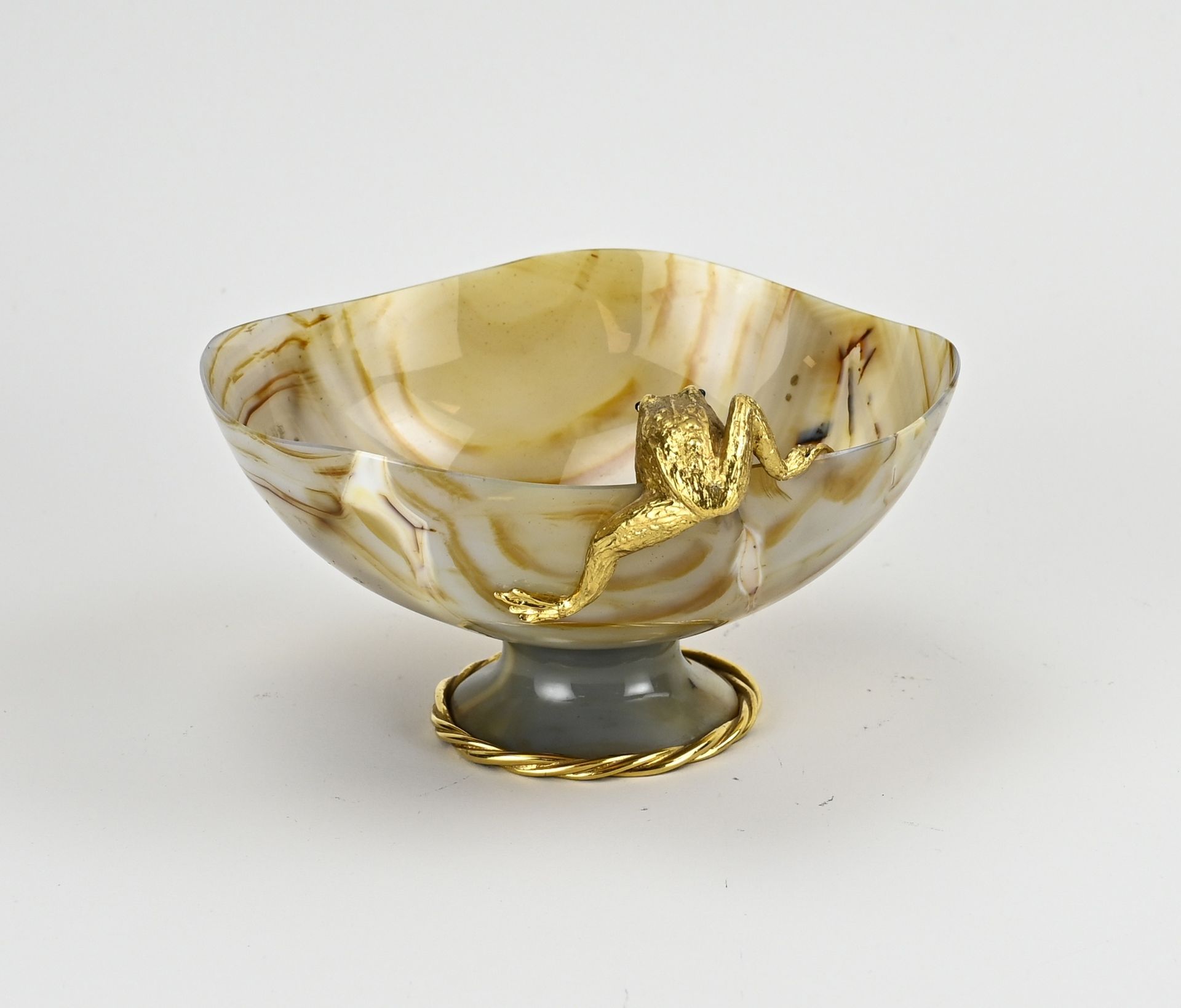 Silver plated bowl with agate, Wolfers - Image 2 of 2