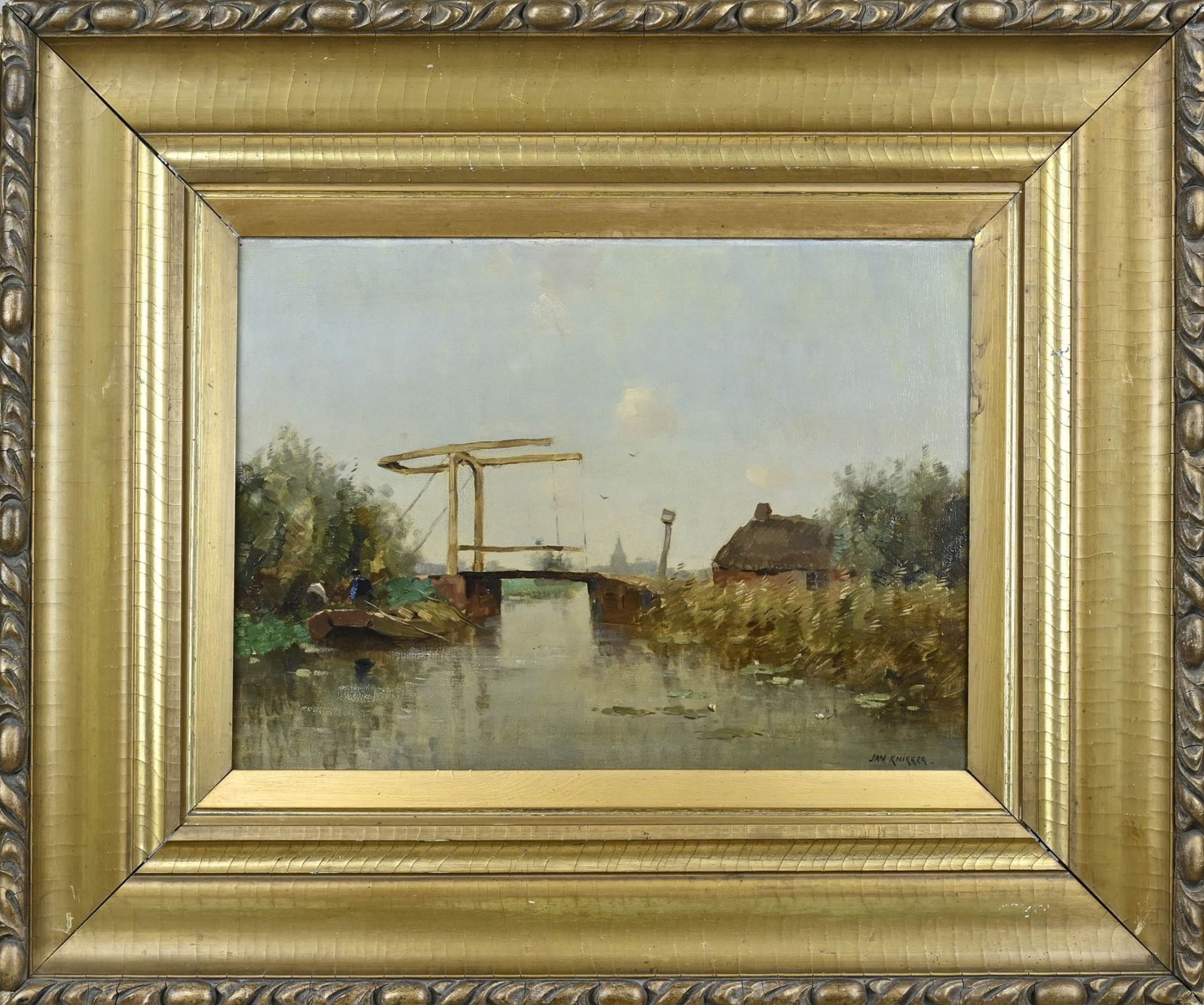 Jan Knikker, River View with Drawbridge