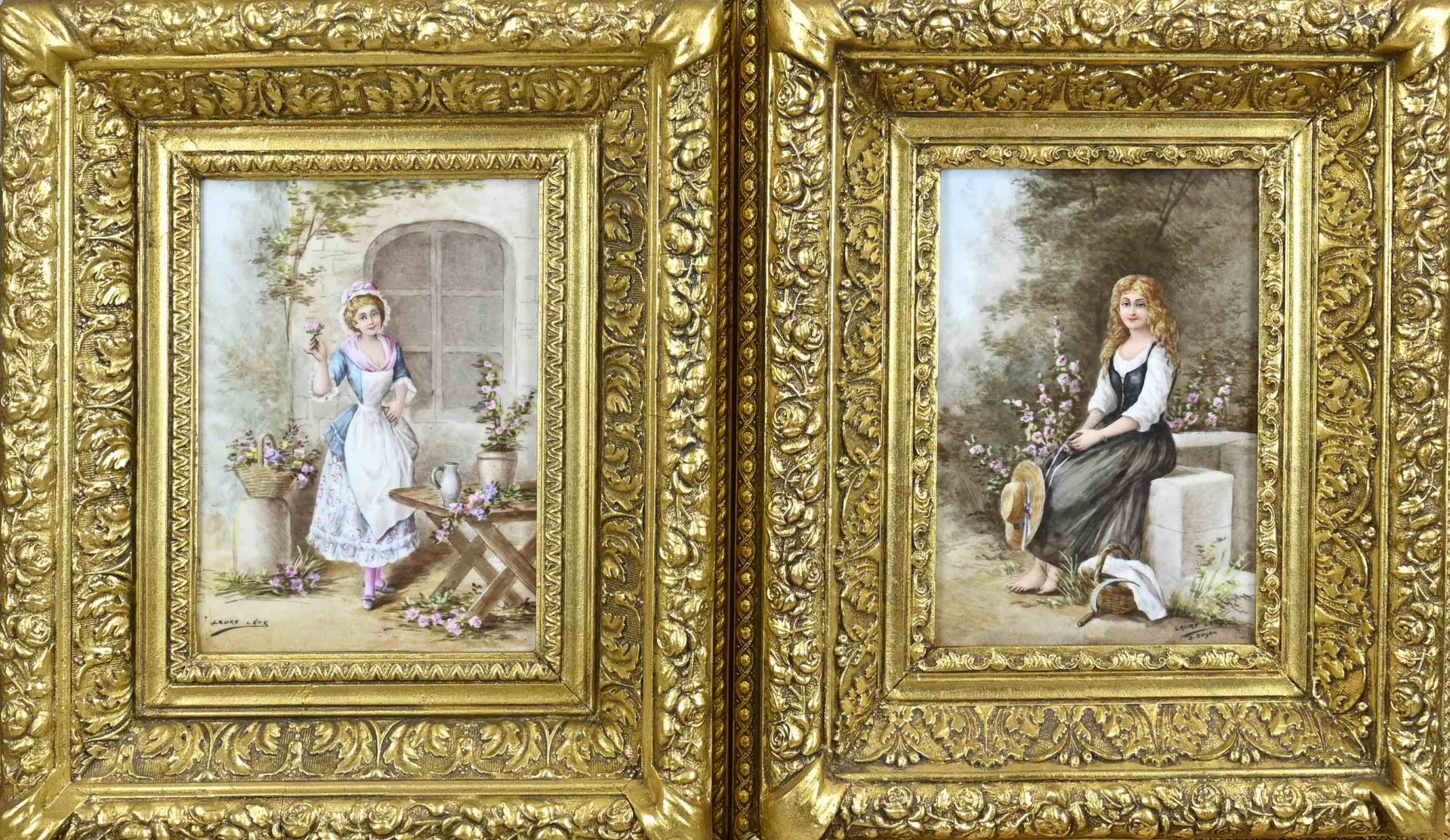 2x Laure Levy porcelain plaques