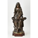 French bronze sculpture, Woman with mandolin