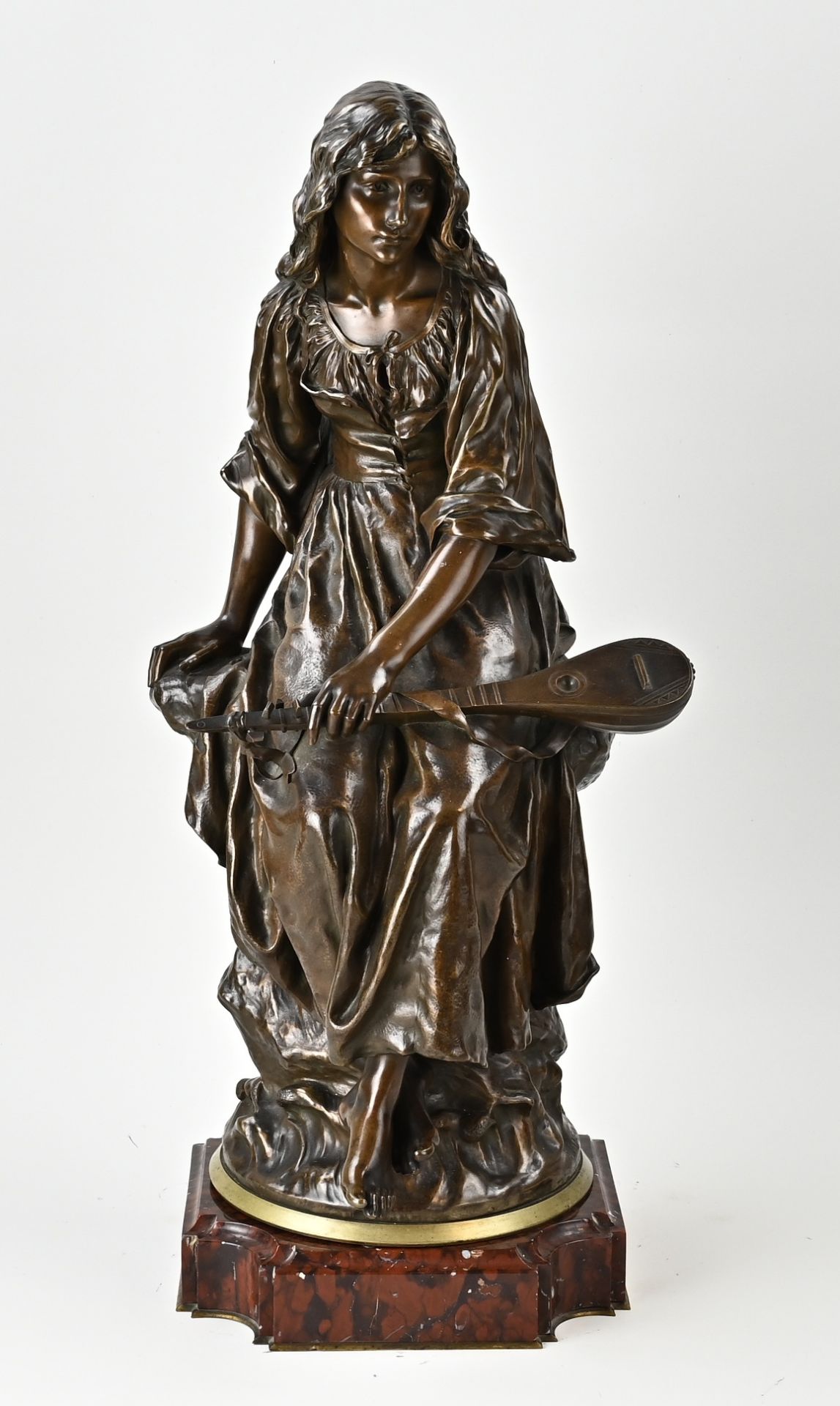 French bronze sculpture, Woman with mandolin