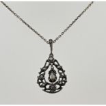 Silver necklace and pendant with old diamond