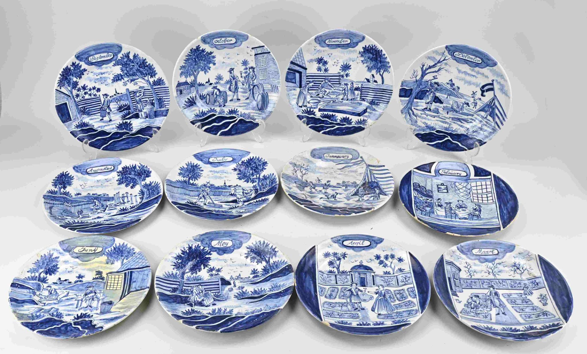 12x Delft month plates