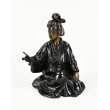 Japanese or Chinese bronze geisha, H 17 cm.