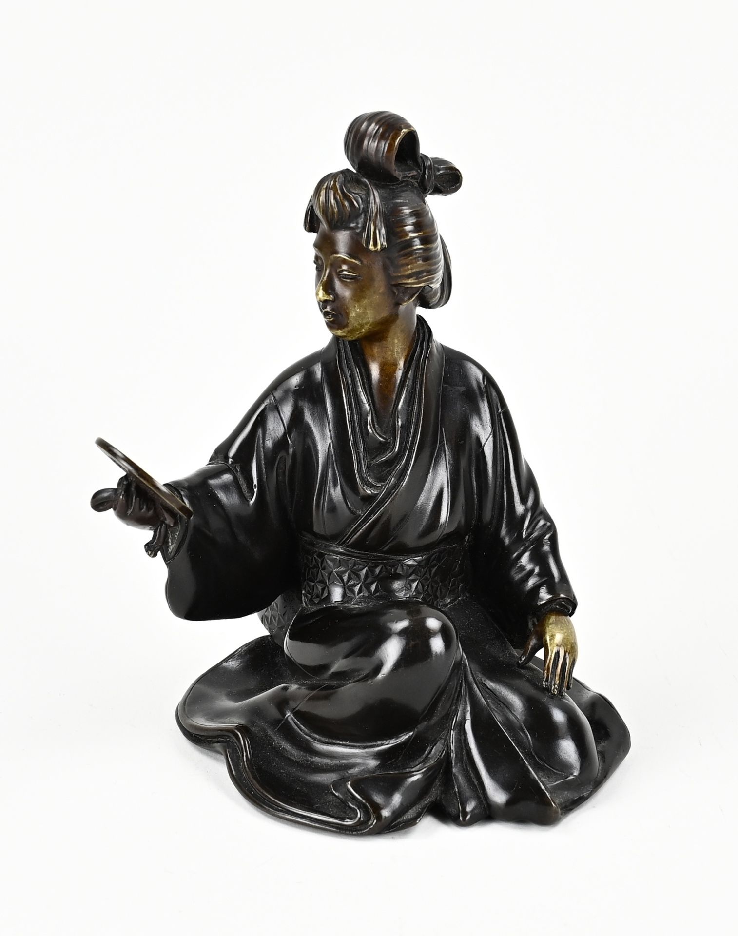 Japanese or Chinese bronze geisha, H 17 cm.