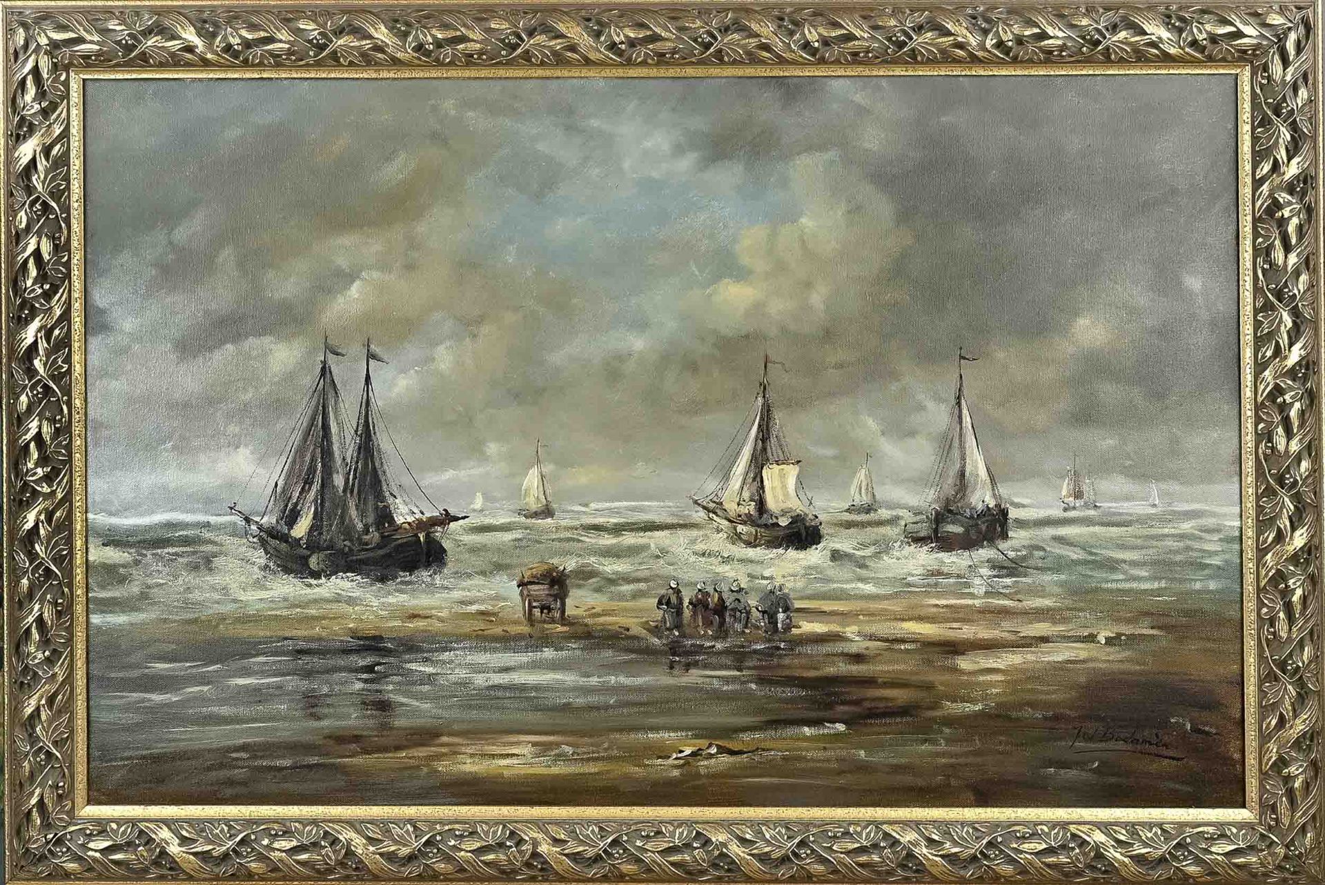 JW Bodamer, Beach Scene with Bomb Boats