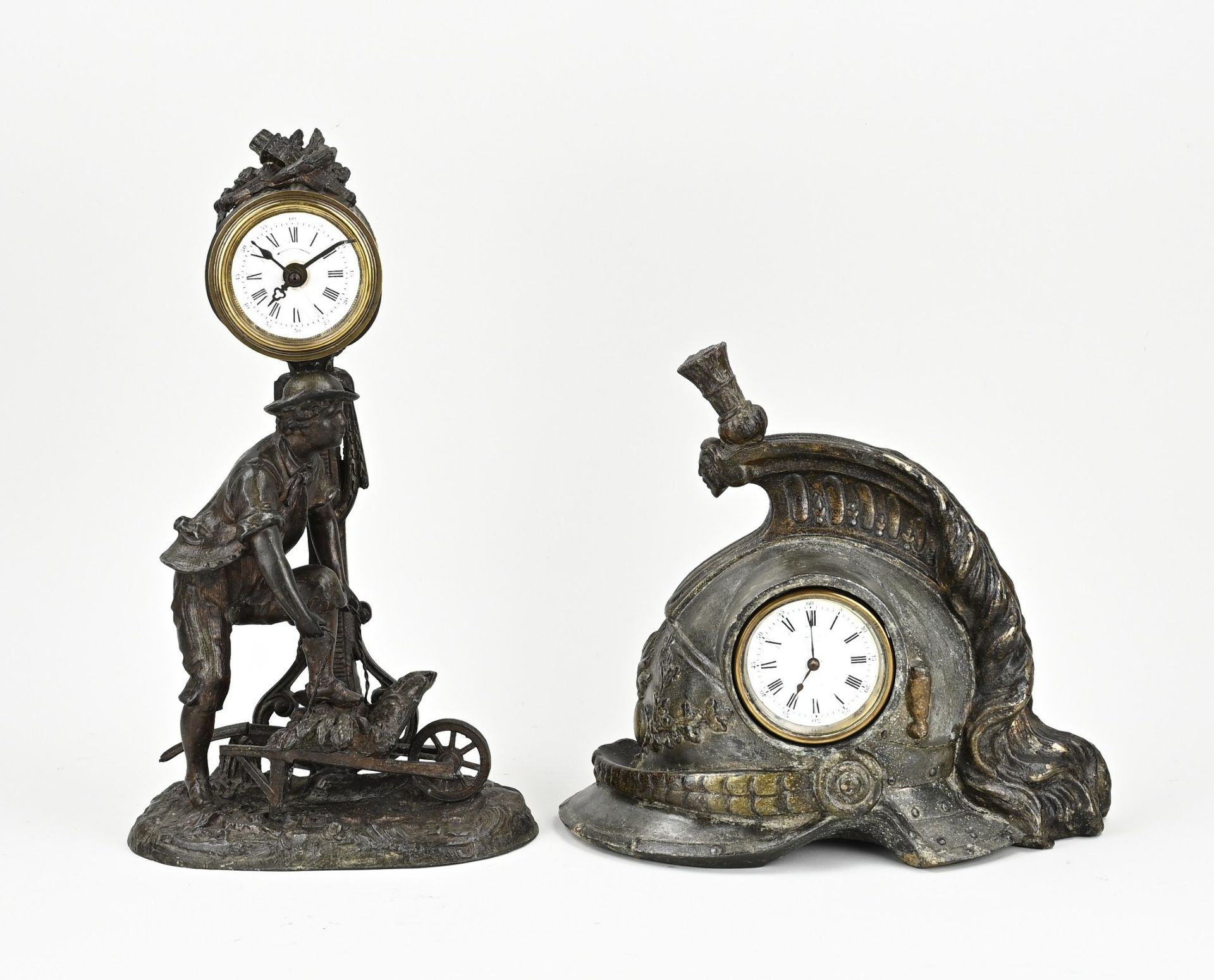 Two antique French clocks, 1900