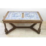 Antique table with Delft plaques