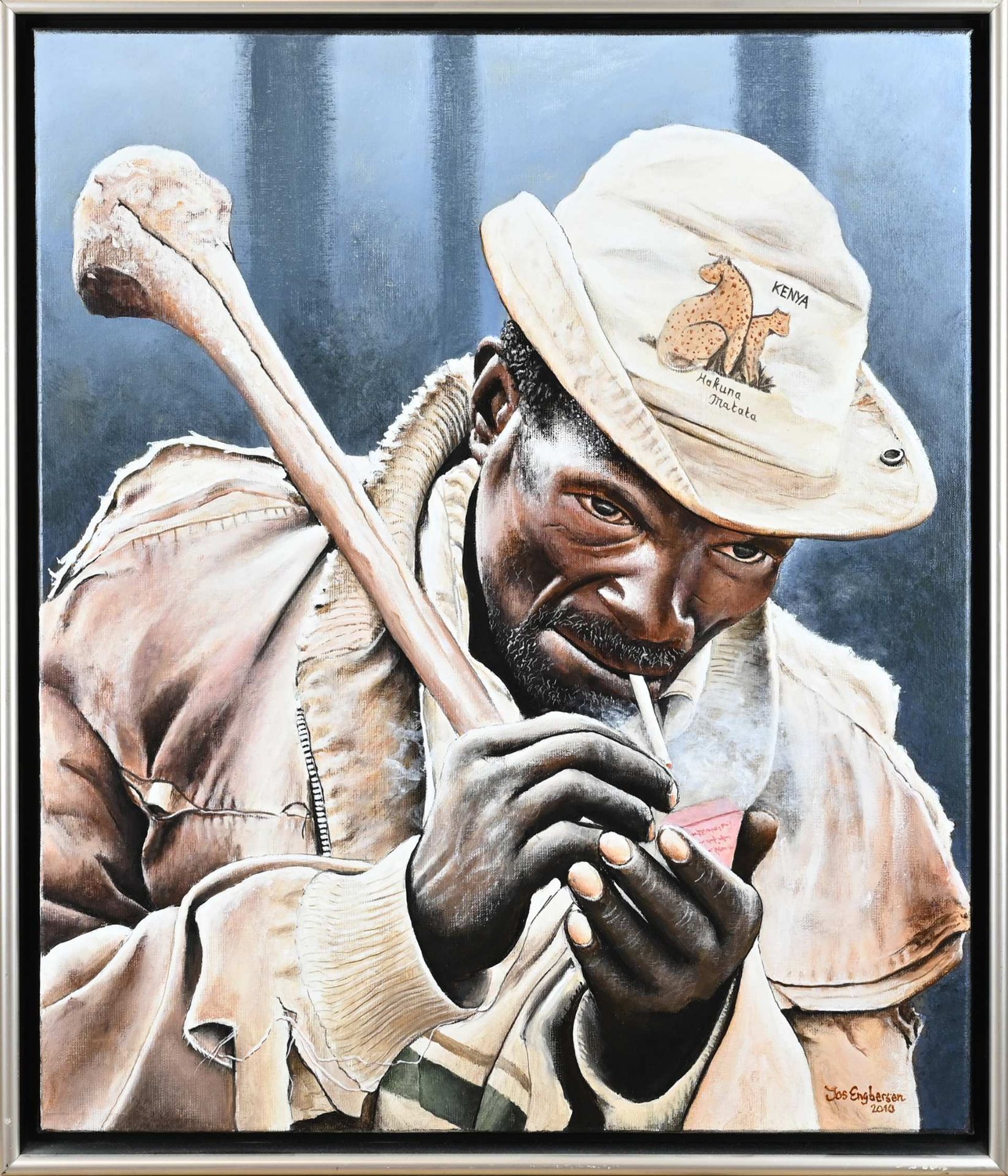 Jos Engbersen, Kenyan man with bone and hat