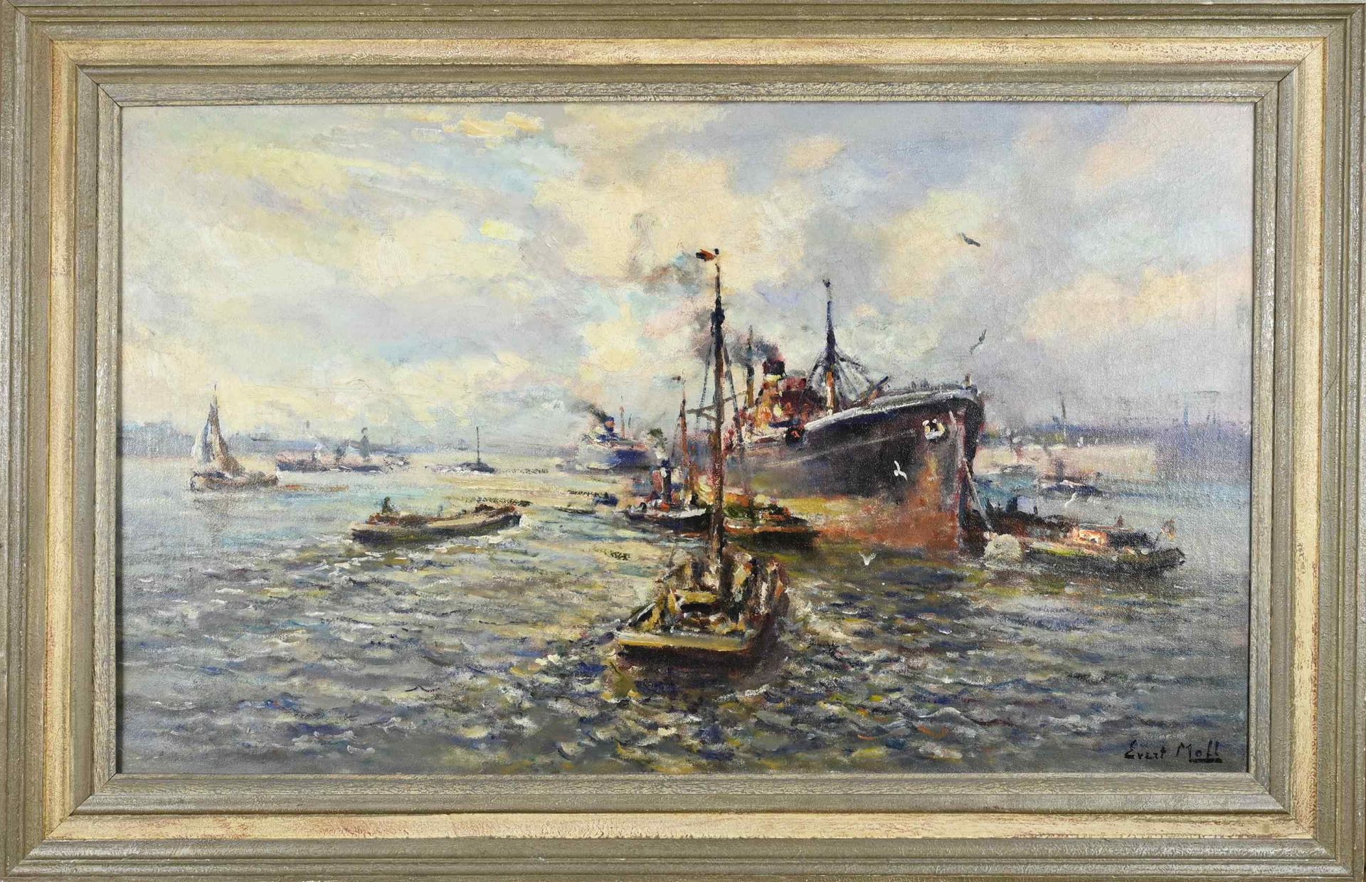 Evert Moll, Rotterdam harbor with ships