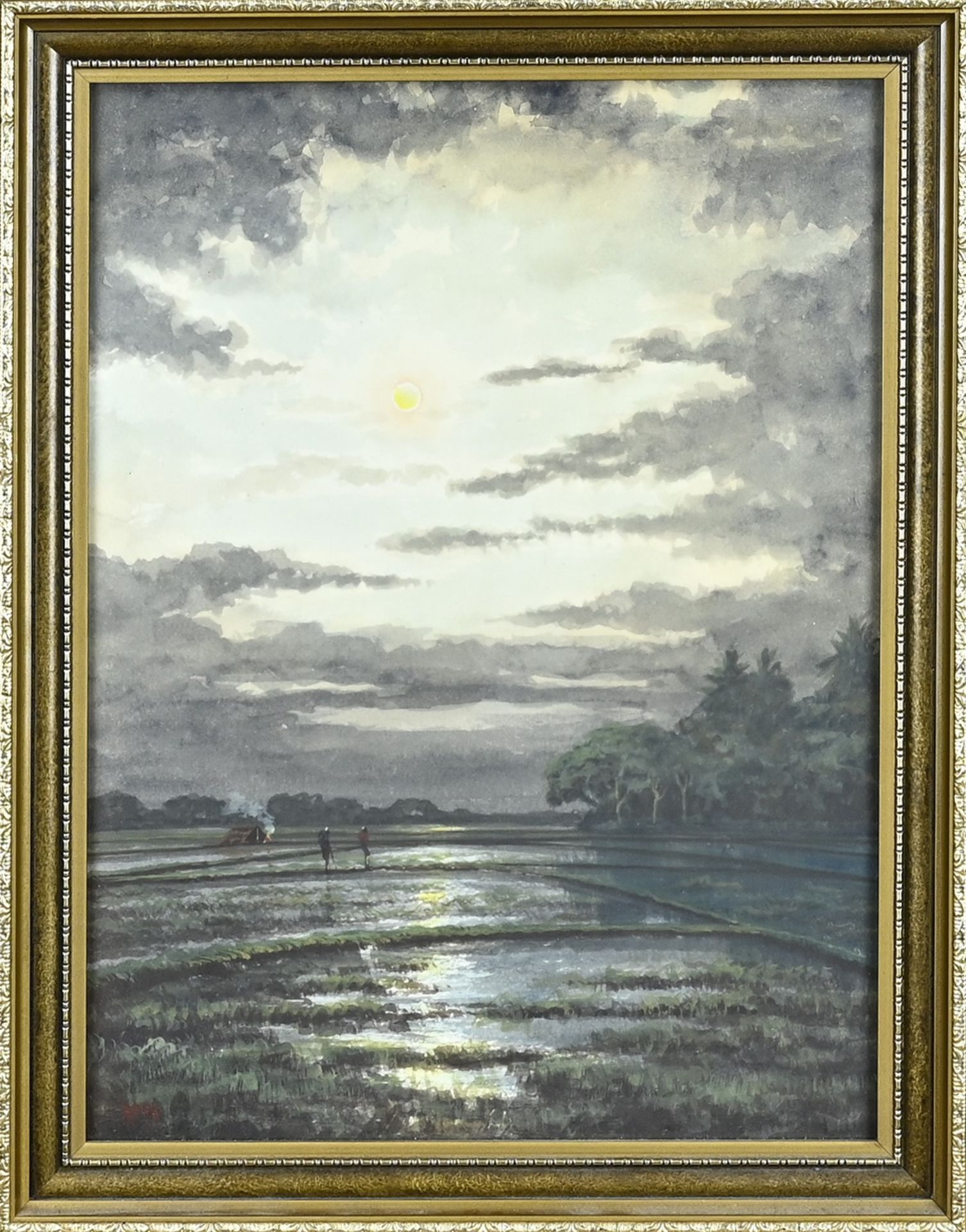 Unclear. sig., Rice field with figures at night