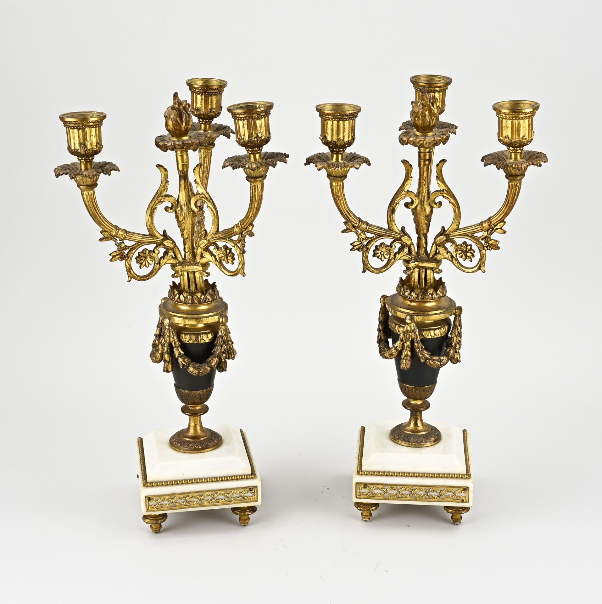 Two antique French candlesticks, H 40 cm.