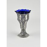 Silver showpiece with blue glass