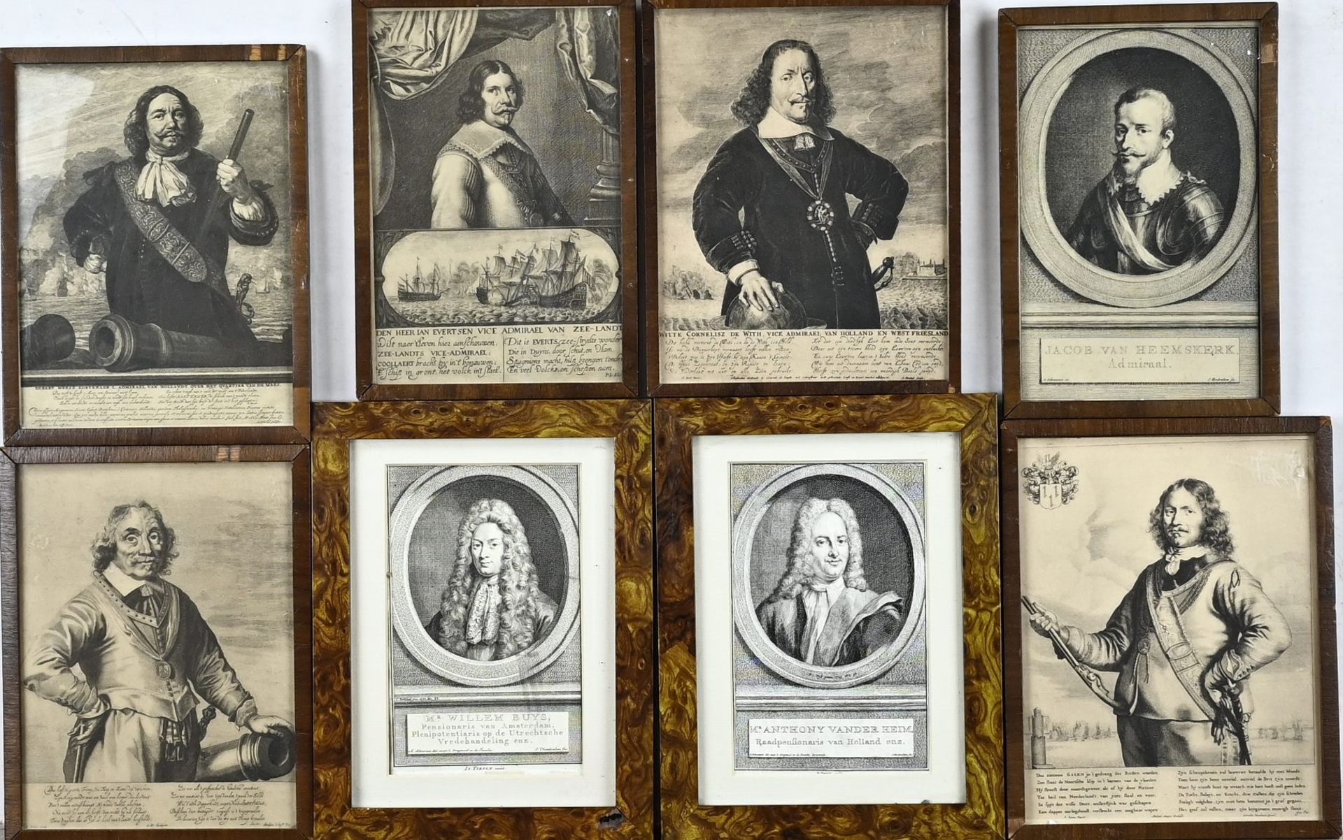 8x Antique engravings, Admiral