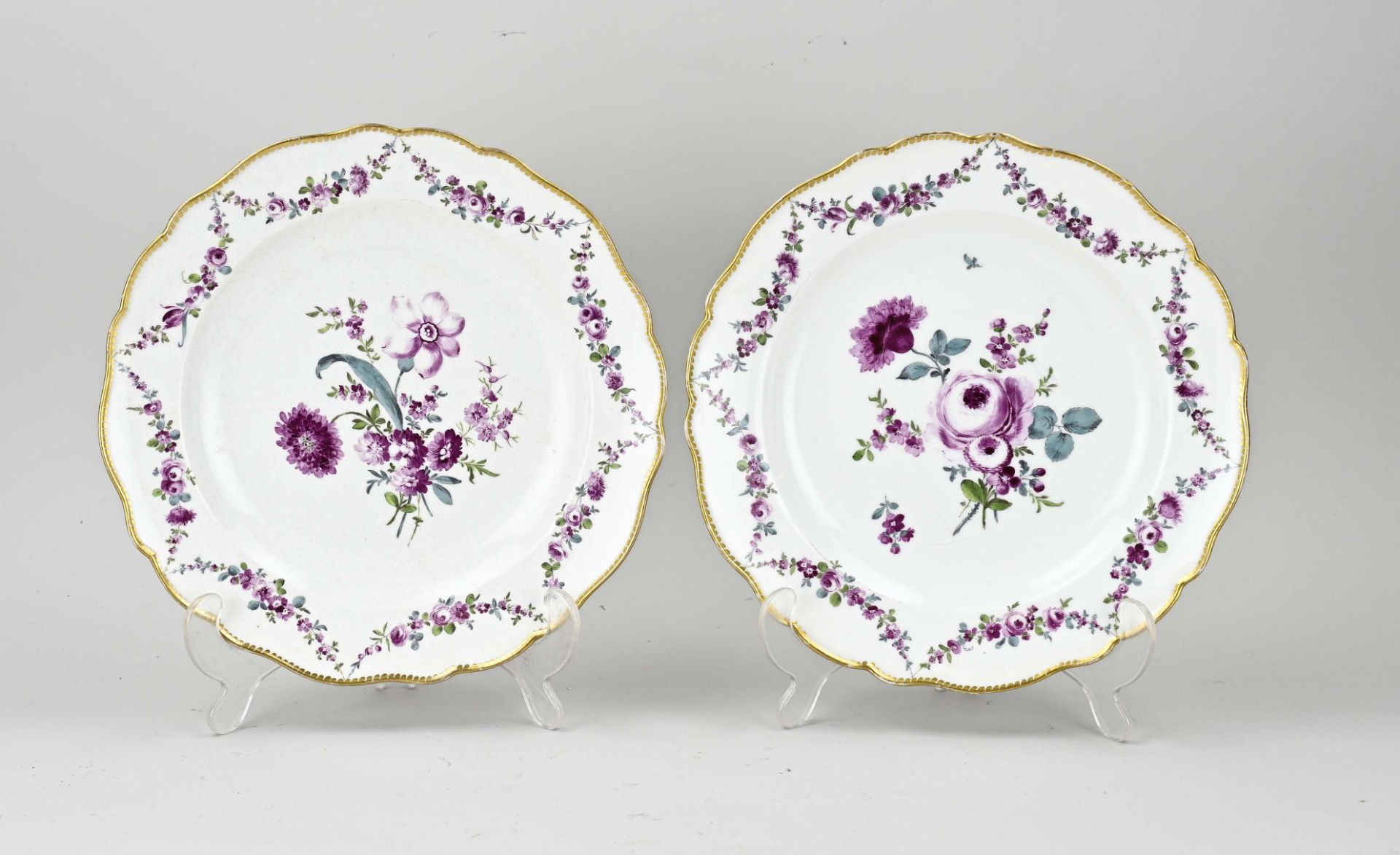 Two Meissen plates Ø 24.3 cm.