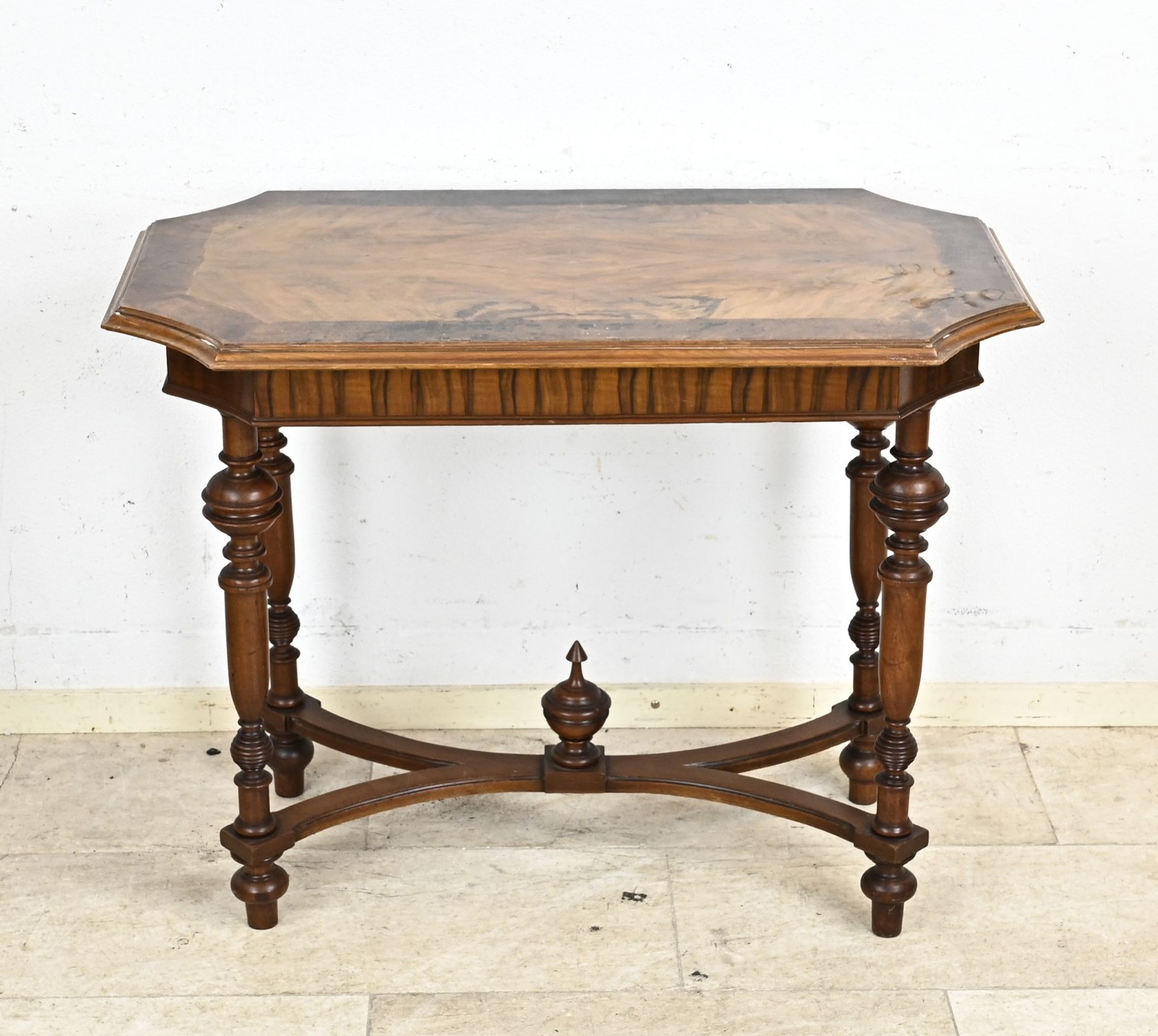 Burr walnut table, 1880