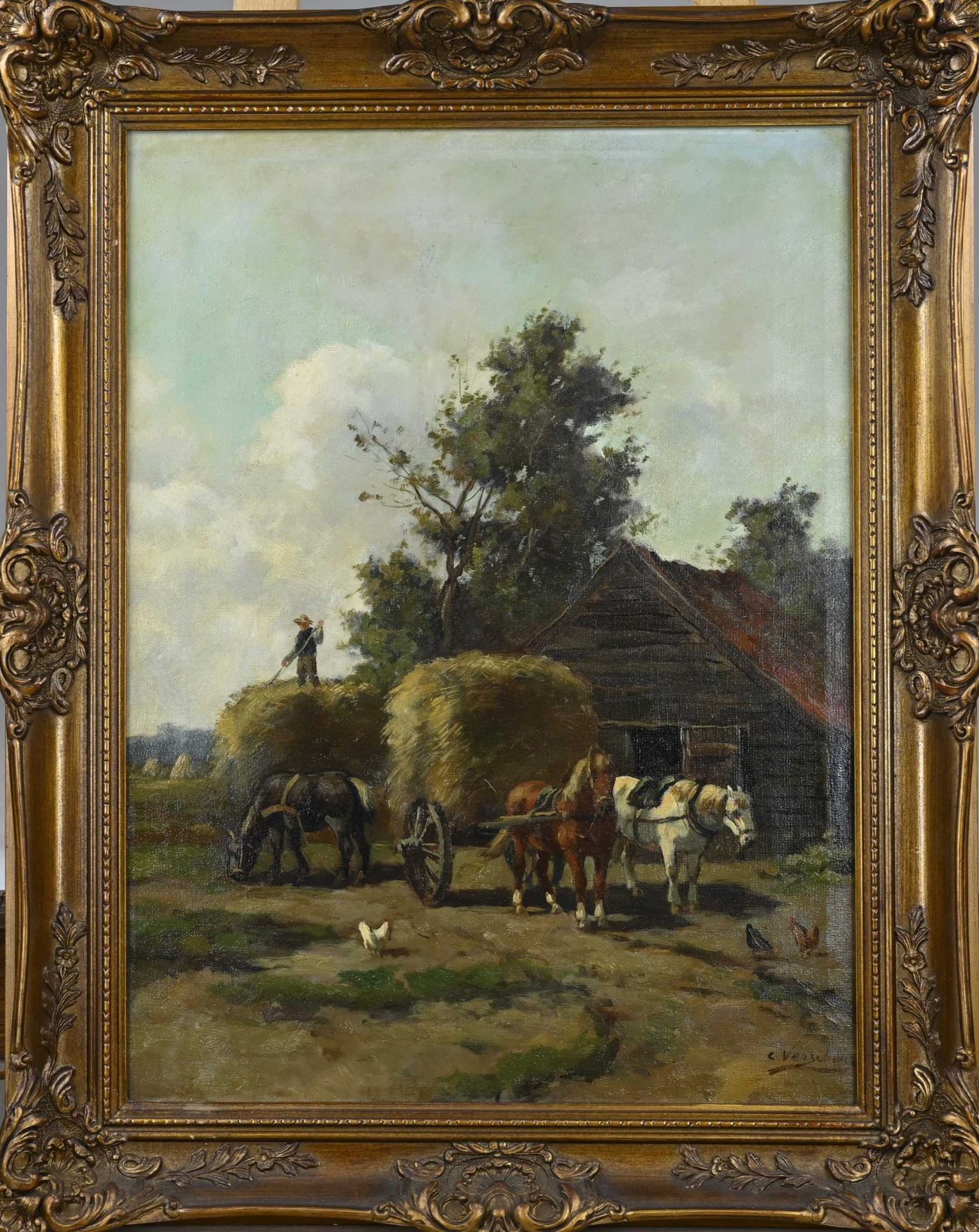 C. Verschuur, Farm worker with a hay wagon
